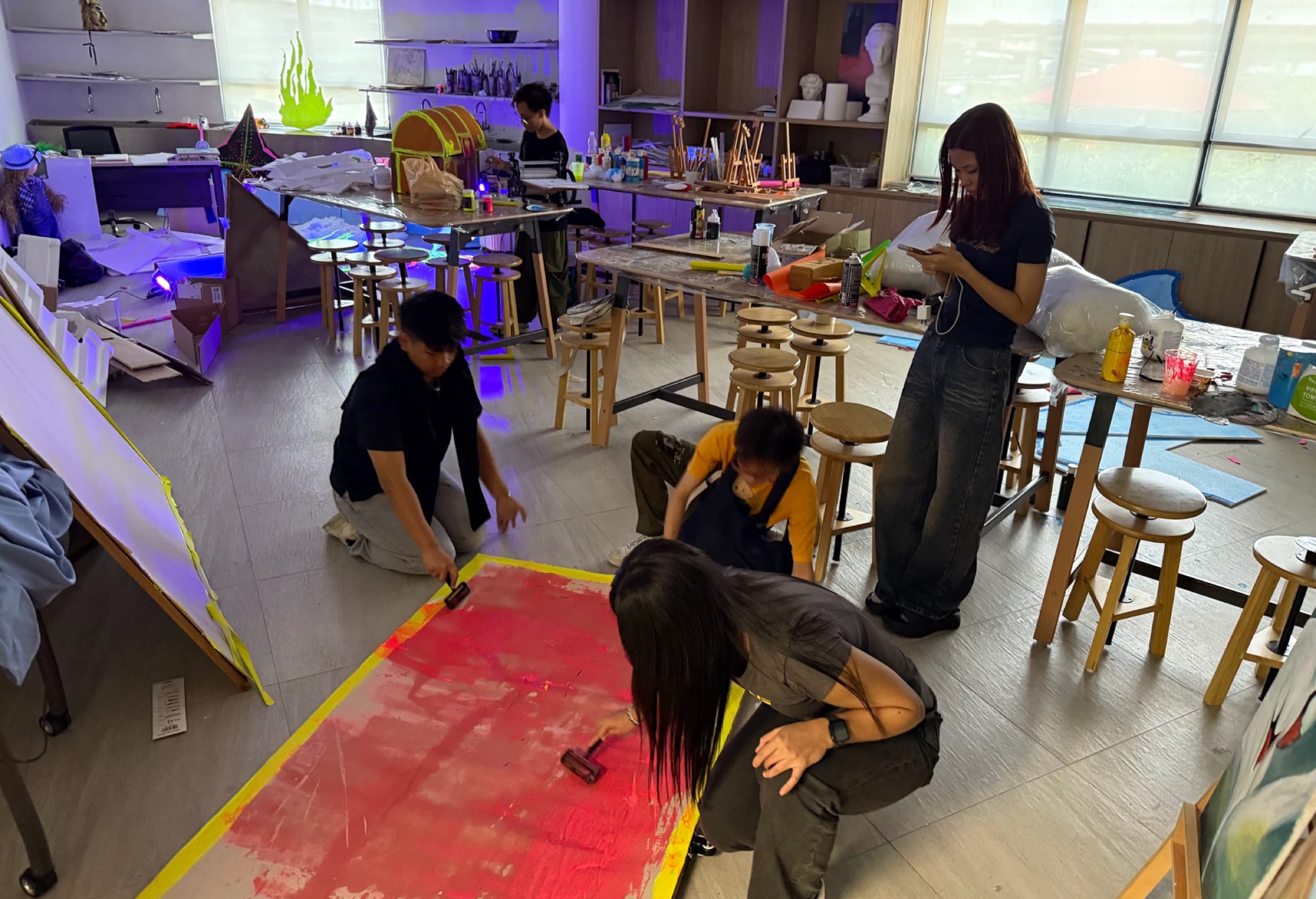 Students working on a team activity during Orientation Day